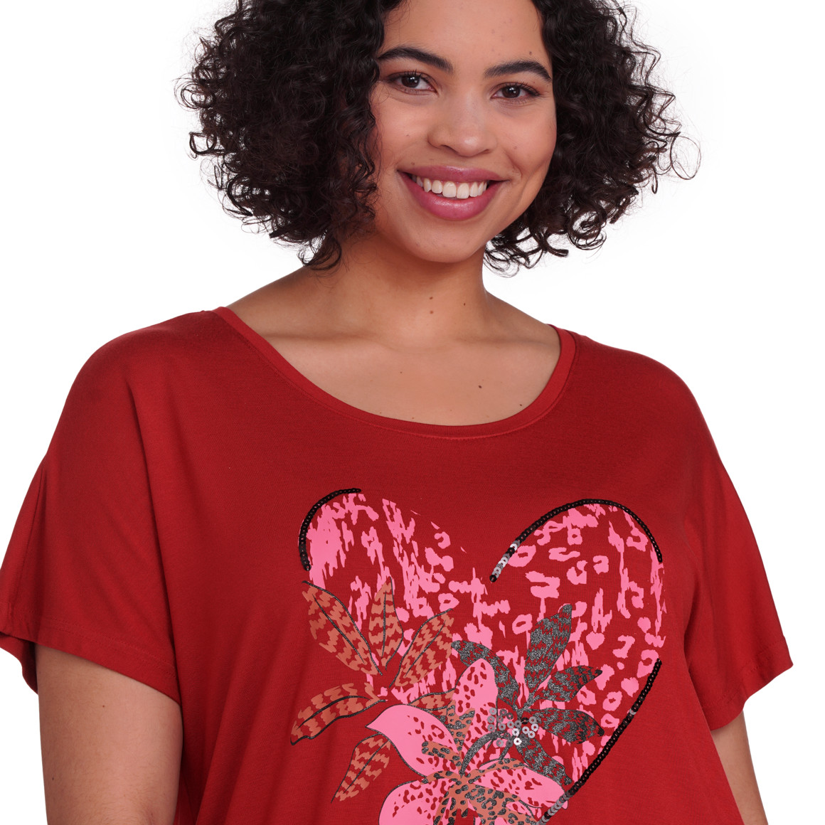 Gina Benotti Damen T-Shirt mit großem Print rot