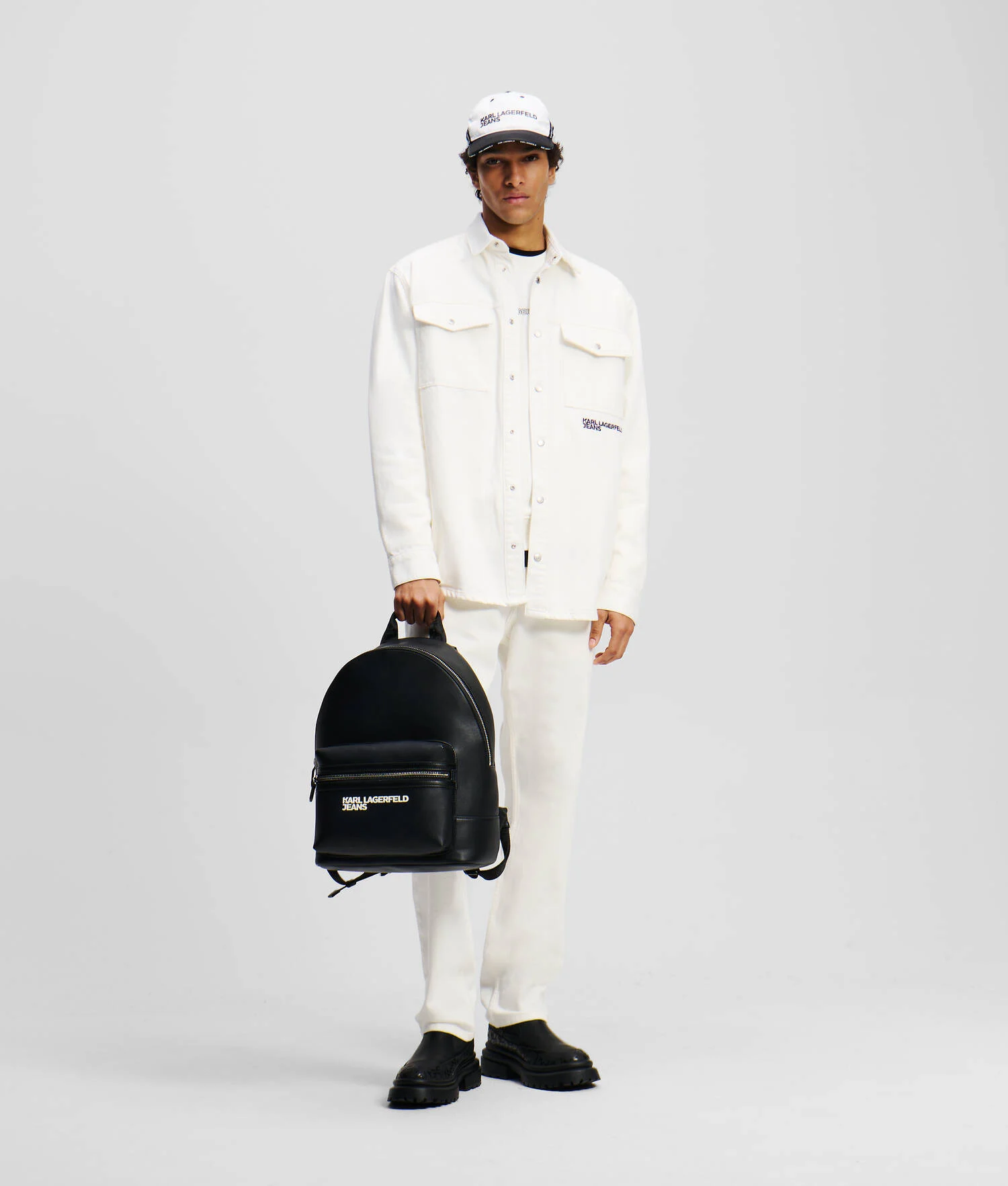 SURCHEMISE EN JEAN AVEC IMPRIMÉ KARL - Denim Blanc