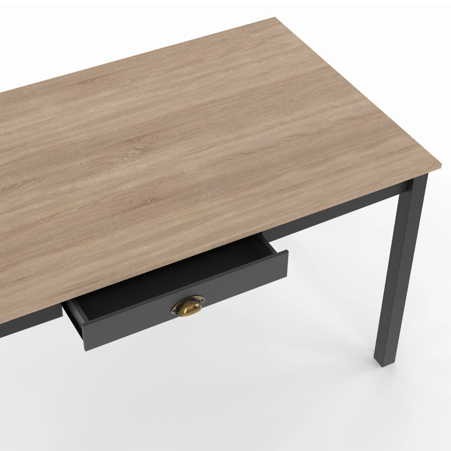 Table à manger rectangle ISIS 8 personnes avec tiroir bois et noir 150 cm