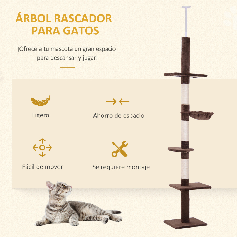 Árvore de escalada PawHut para teto, marrom