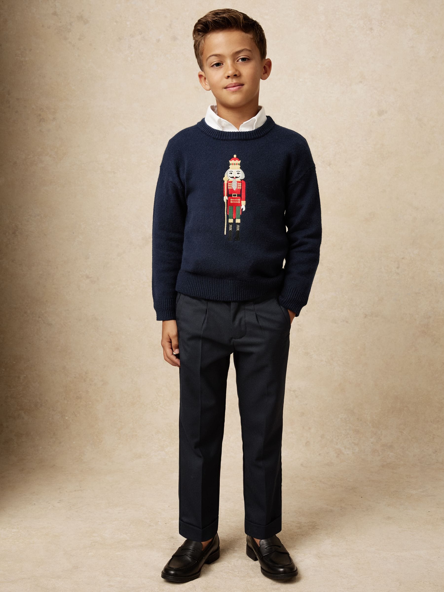 Donkerblauw - Reiss Desmond Wool-Blend Nutcracker Jumper