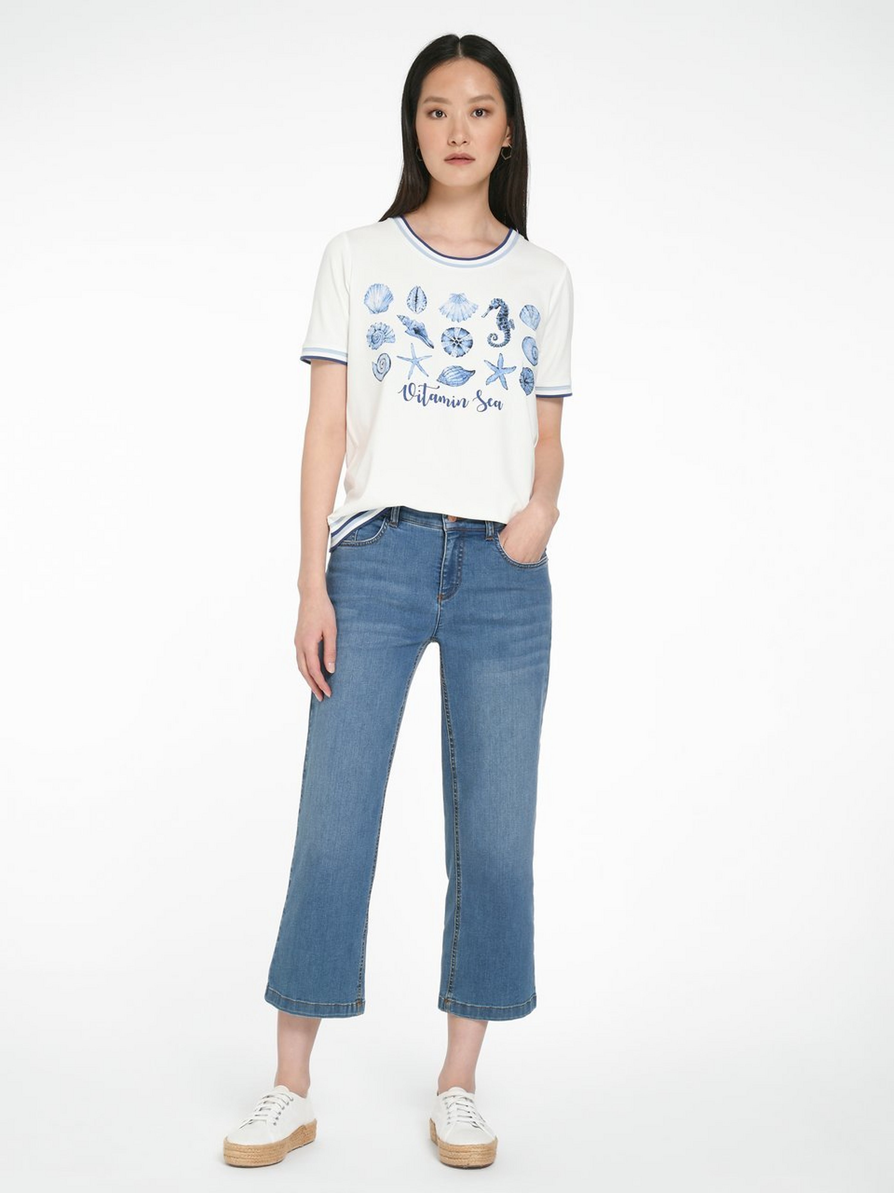 Rundhals-Shirt mit 1/2-Arm