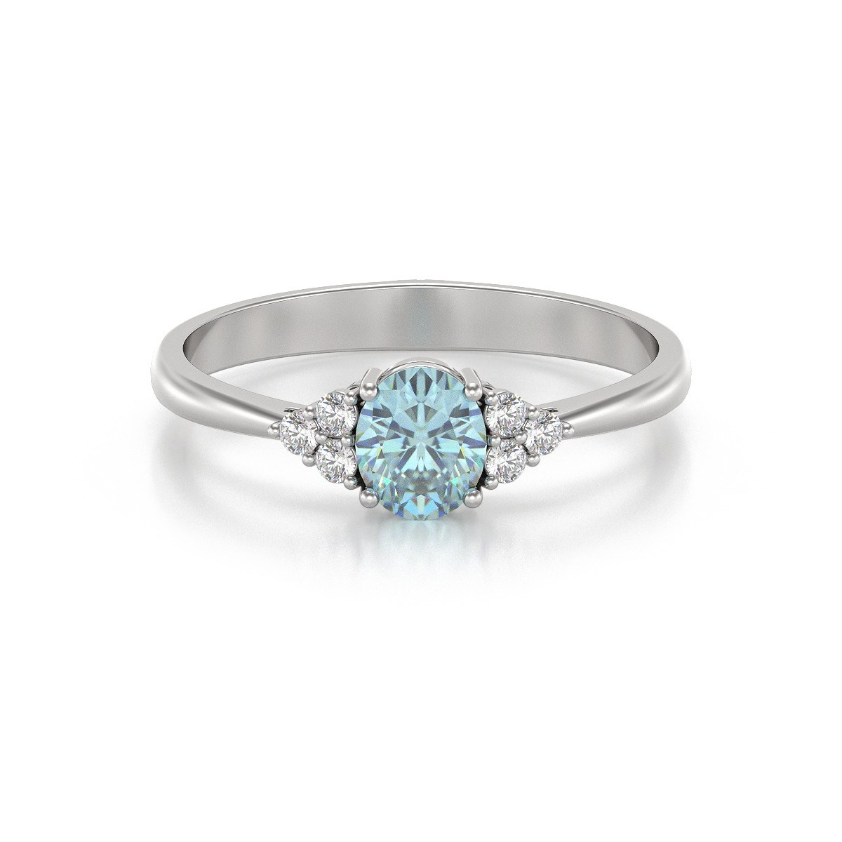 Bague ADEN Aigue-Marine et diamants sur Argent 925 2.20grs