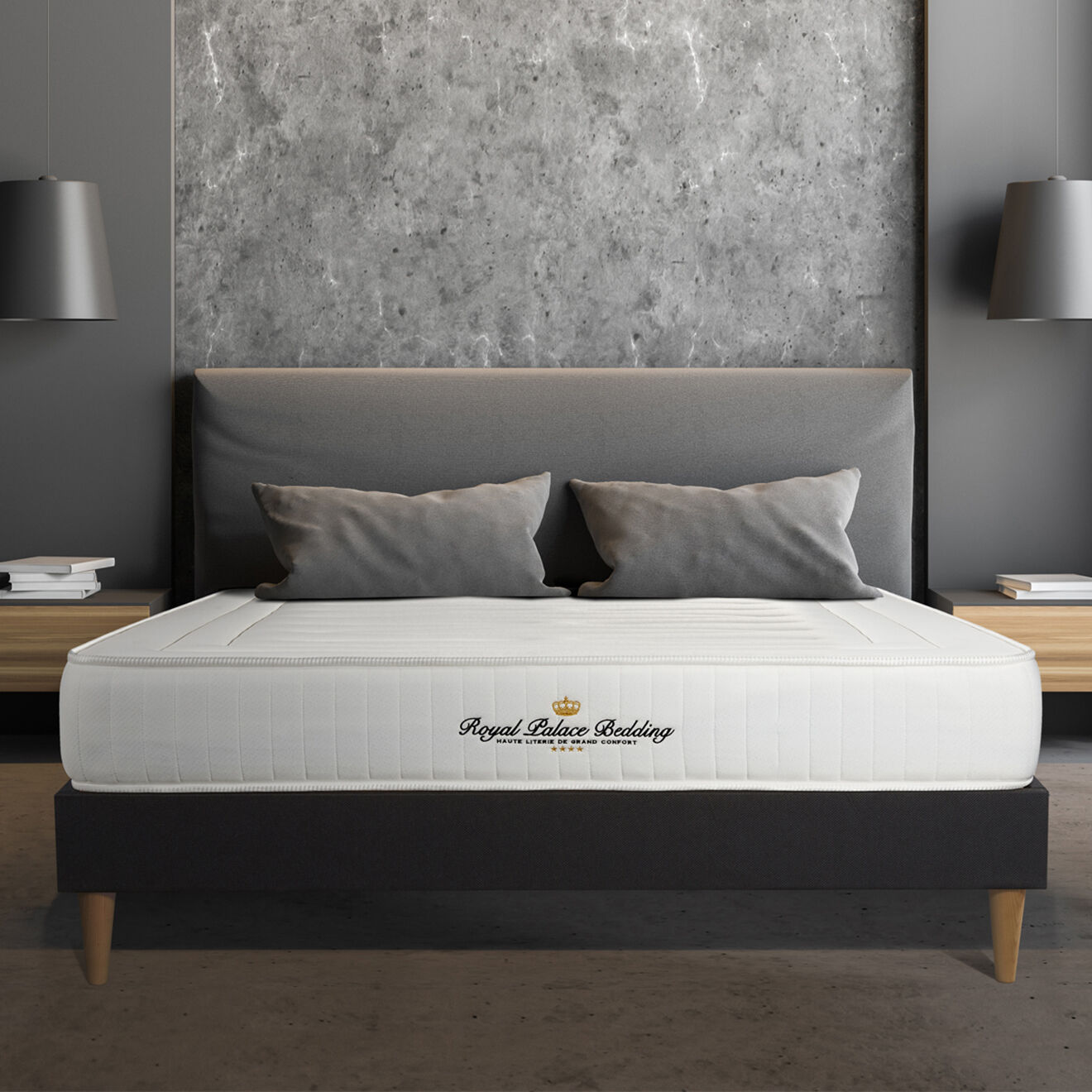 Royal Palace Bedding Ensemble matelas à mémoire de forme & sommier Nottingham noir - 90x190 cm