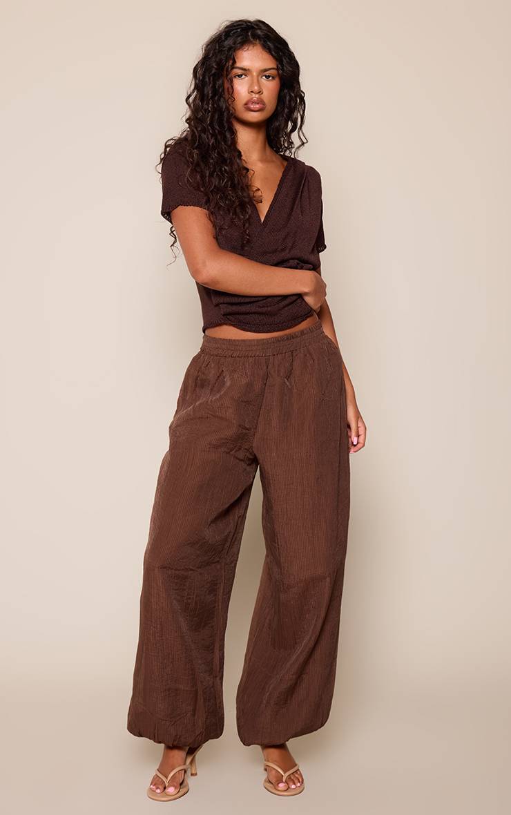 Marron Pantalon Ballon Texturé