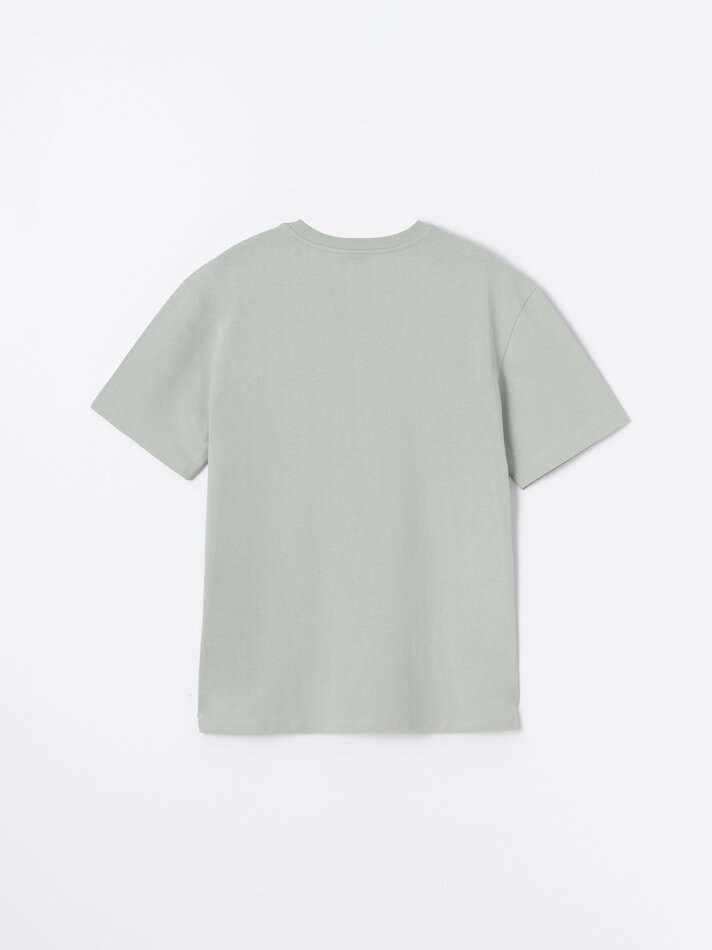 Camiseta estampada com bordado - Verde Médio