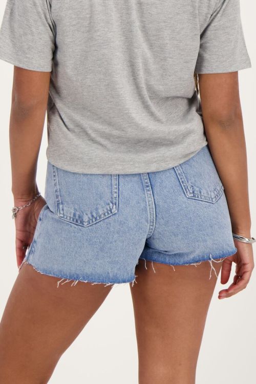 Blauwe denim skort met overslag