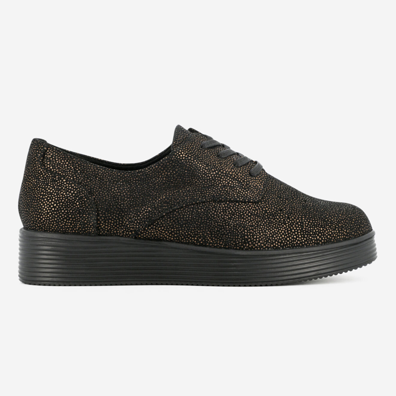 Mellow Yellow Derbies plateformes Evershine irisées noires