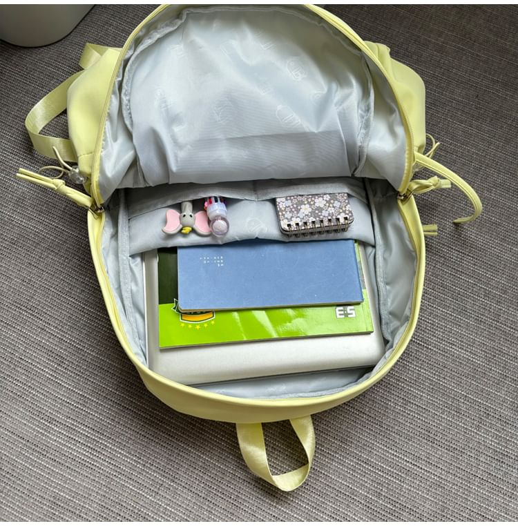 Minafox - Effen nylon laptoprugzak met trekkoord