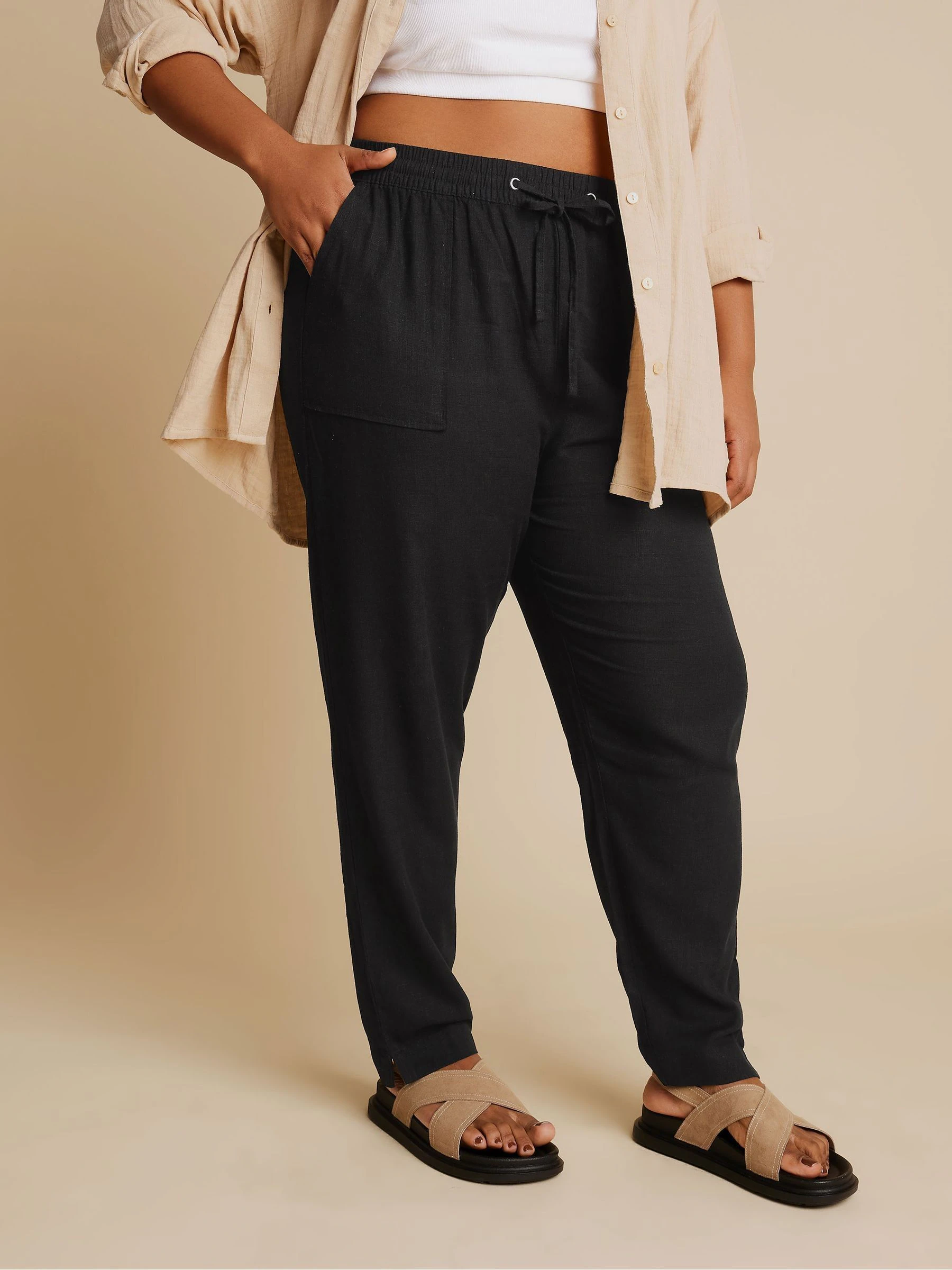 Yours Curve - Linnen joggingbroek