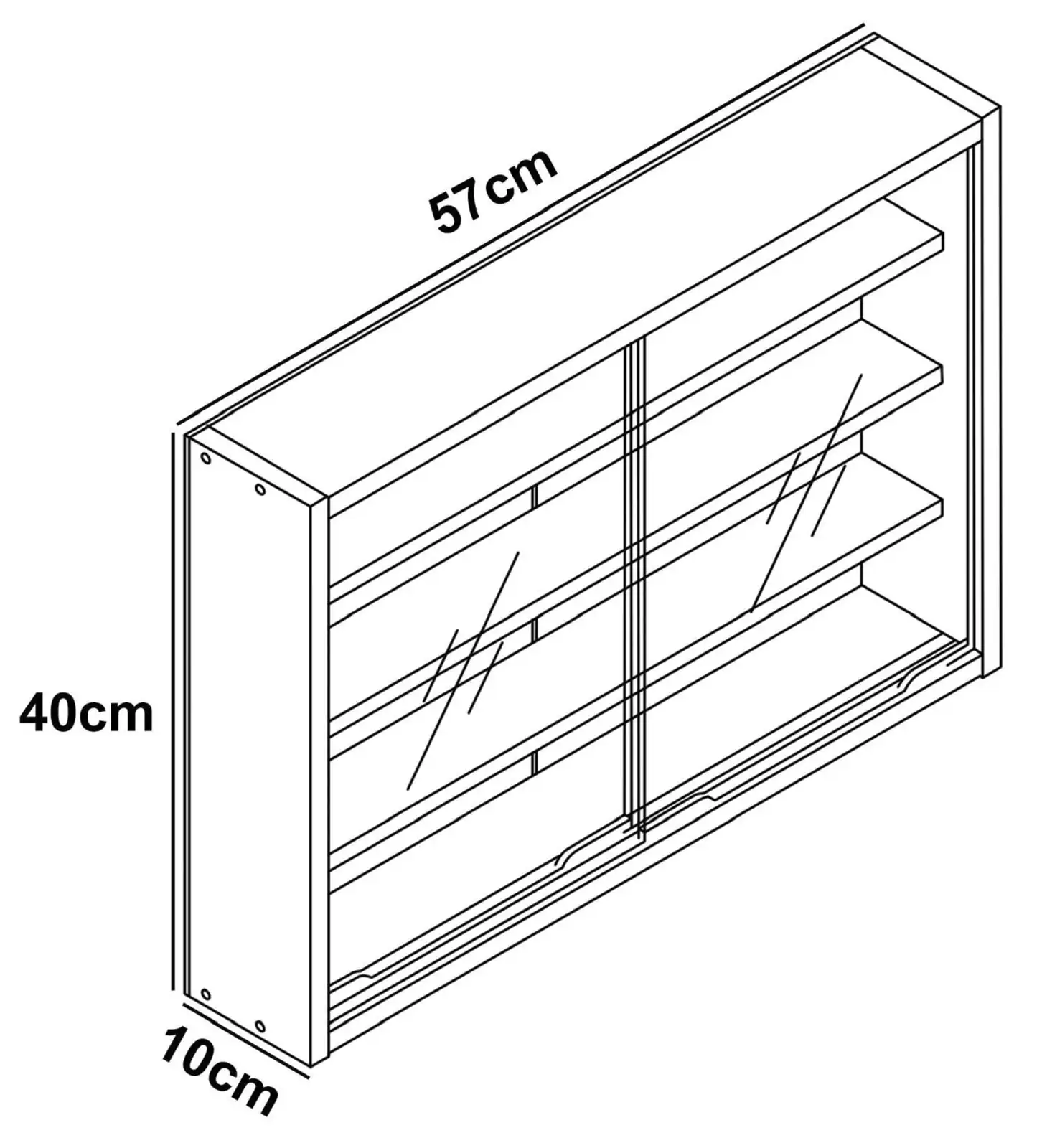 VCM Glasvitrine hängend | Vitrine Glas mit ESG-Sicherheitsglas | Maße: H. 40 x B. 57 x T. 10 cm | Hängevitrine Glas | Modern und platzsparend | Glas Vitrinenschrank - Agisa M