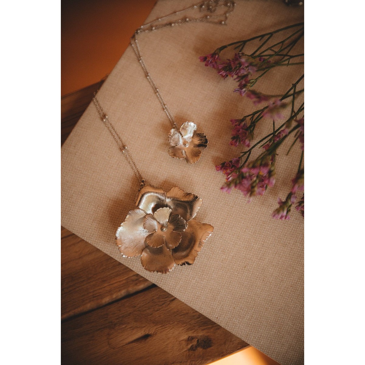 sautoir fleurs plaqué argent - ORPHÉE