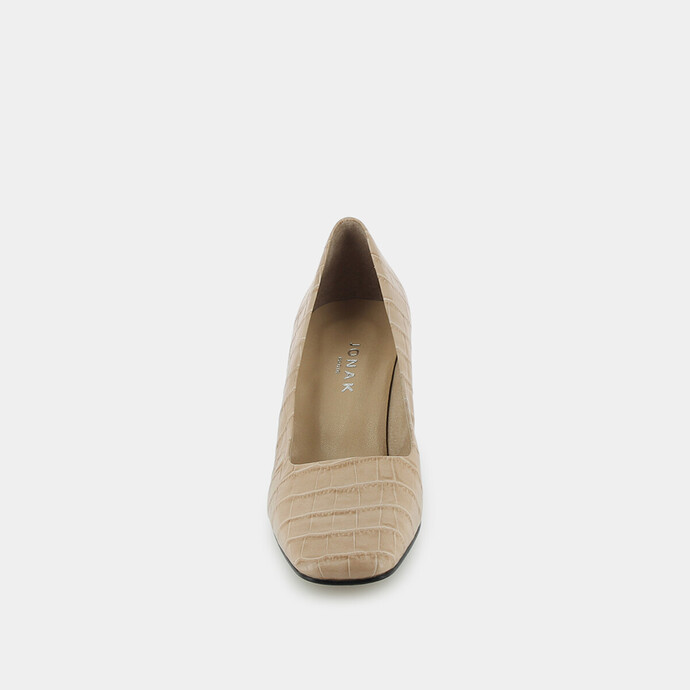 Escarpins à talons inclinés  en croco beige