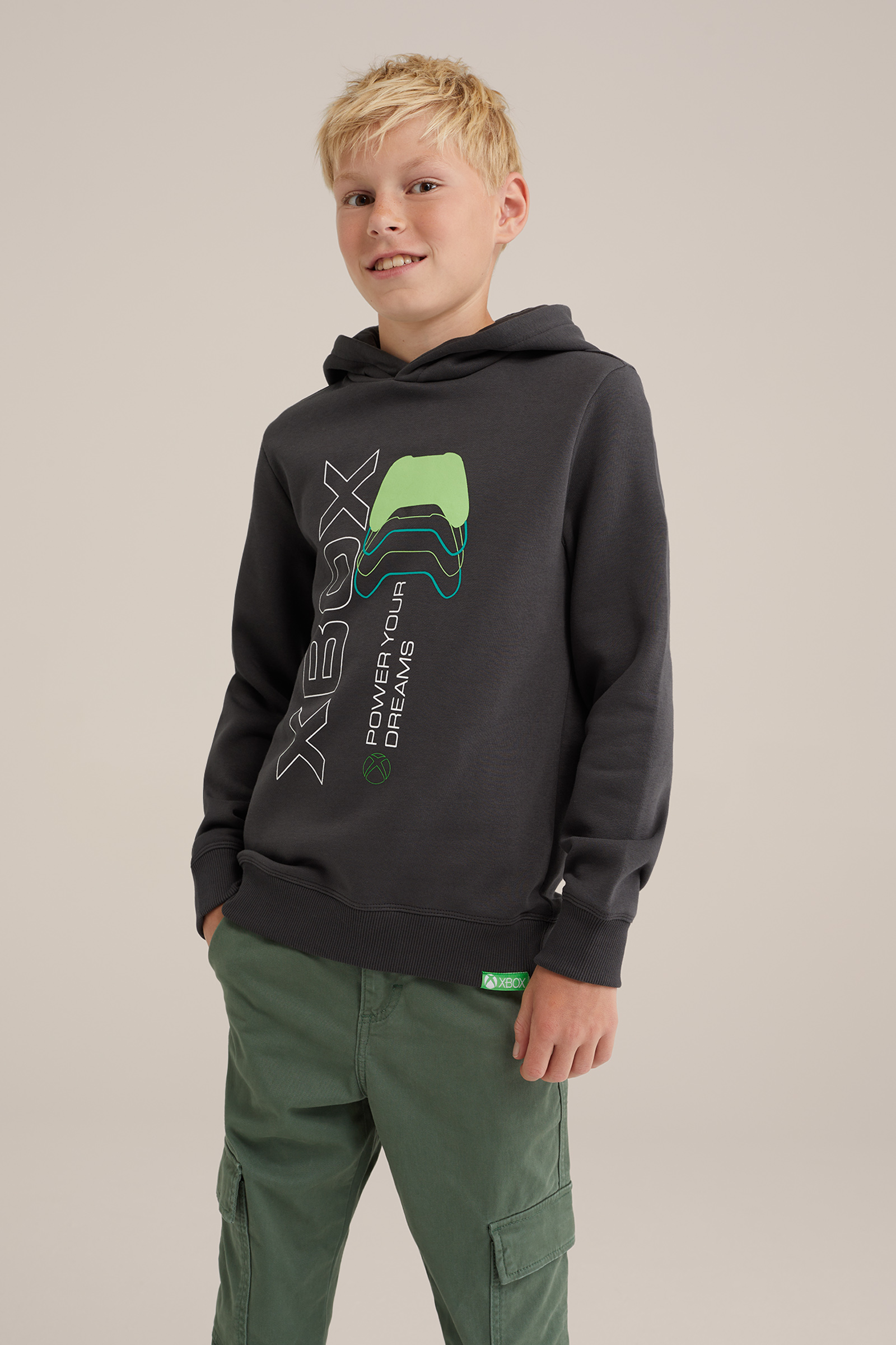 Jongens hoodie met opdruk WE Fashion Donkergrijs