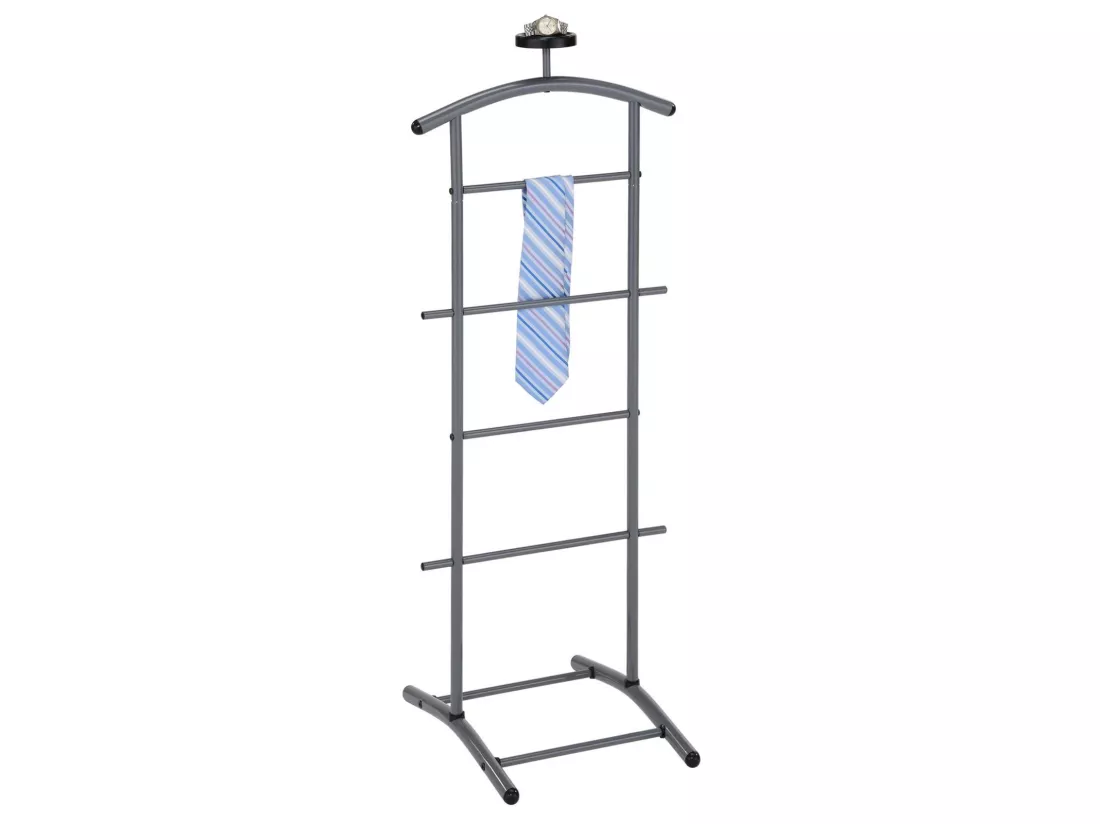 Valet de chambre ATRIX chevalet de nuit portant pour vêtements, structure en métal laqué gris