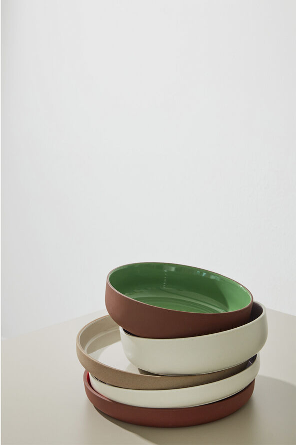 Studio About CLAYWARE, SERVING DISH, LARGE, LOW, CLAY IVORY, GLAZE LIGHT 182