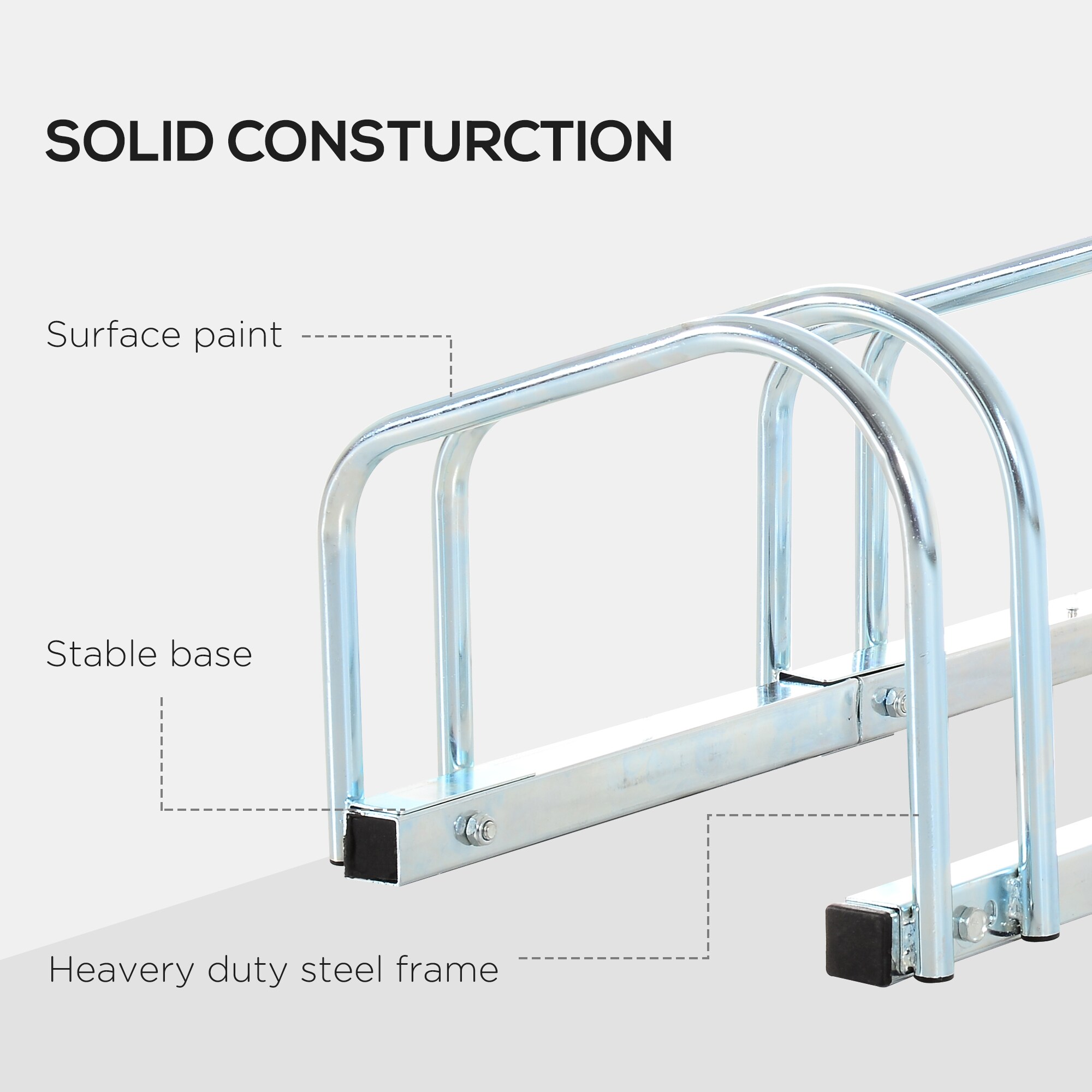 HOMCOM Fahrradhalter mit 5 Haltertungen silber 145L x 33B x 27H cm