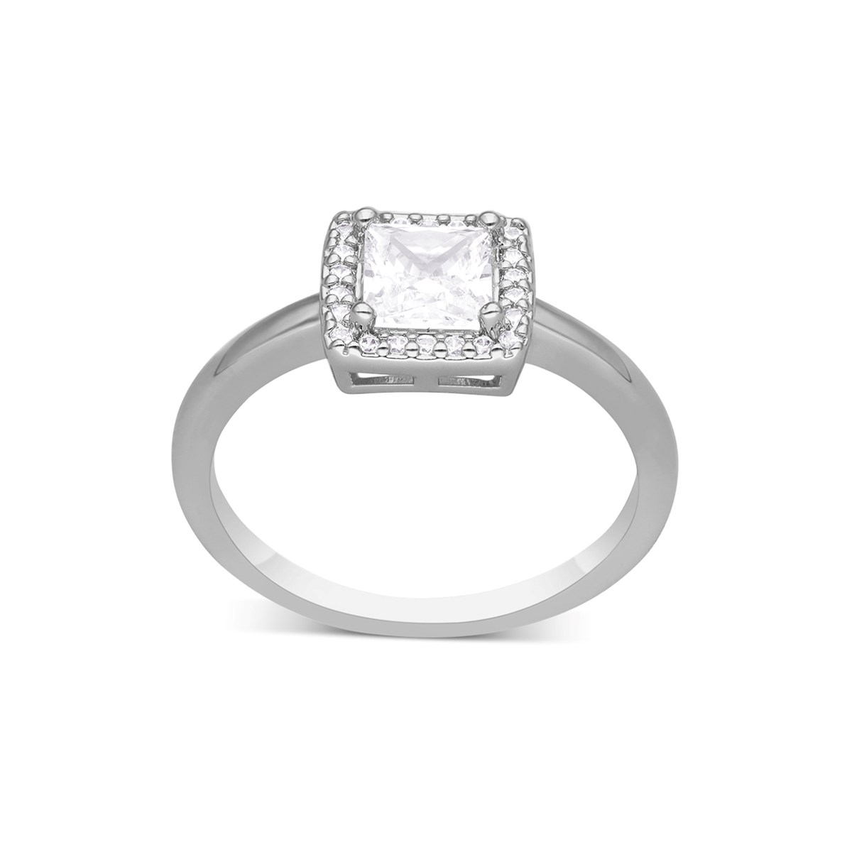 Bague Argentée Solitaire Carré