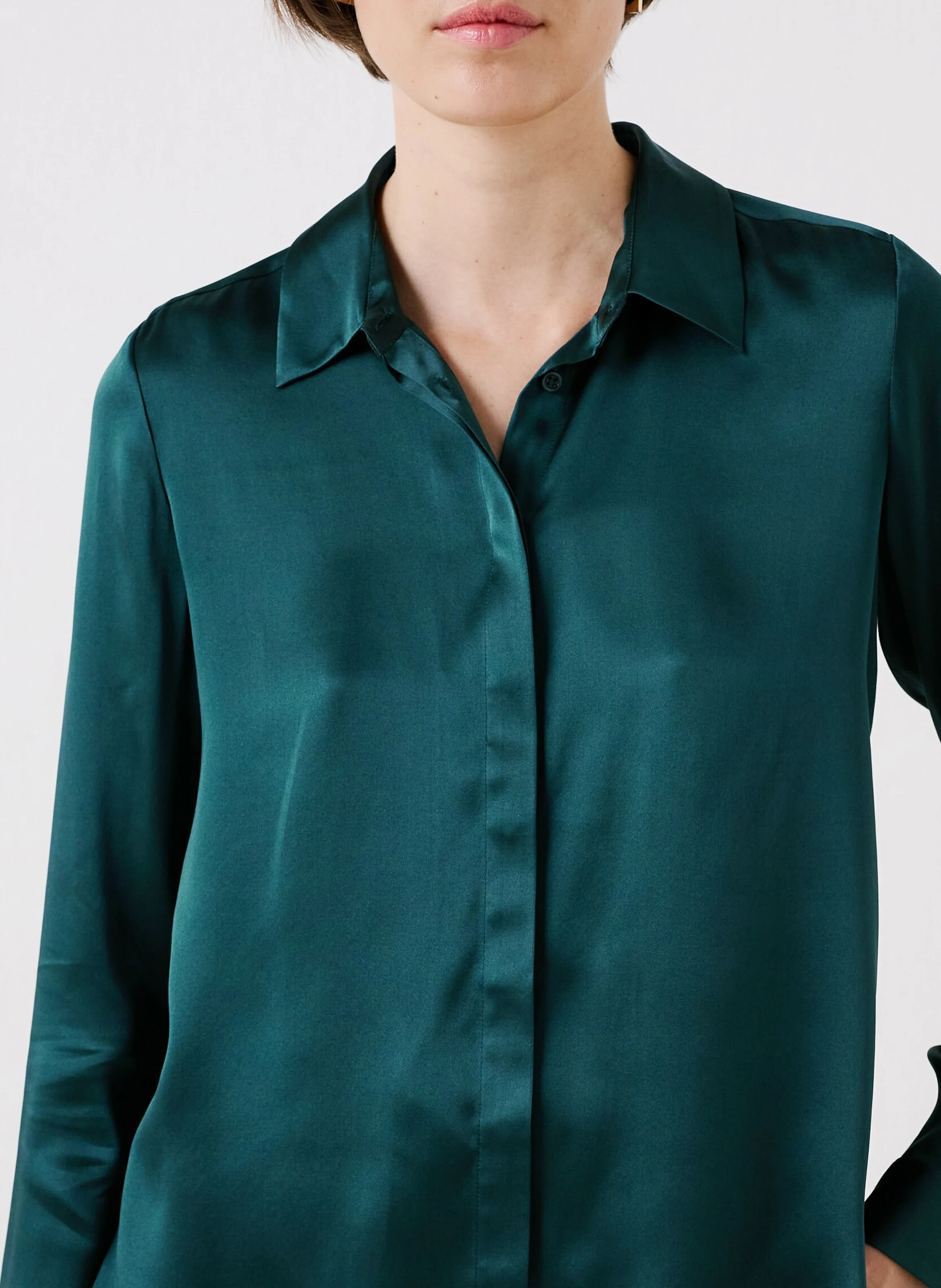 CJAMIE1 - Chemise col classique en soie | Bleu