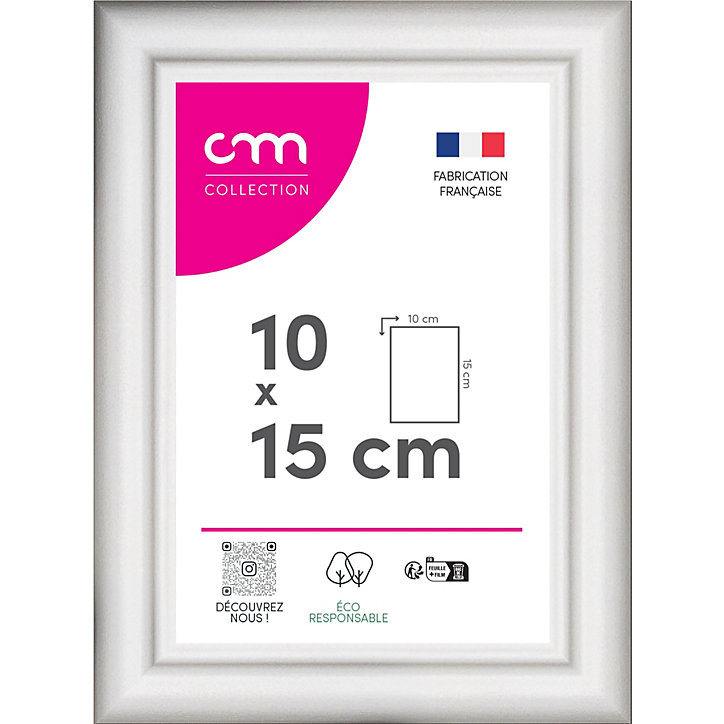 Cadre photo Bella cm Creation blanc mat l.14 x H.19 cm