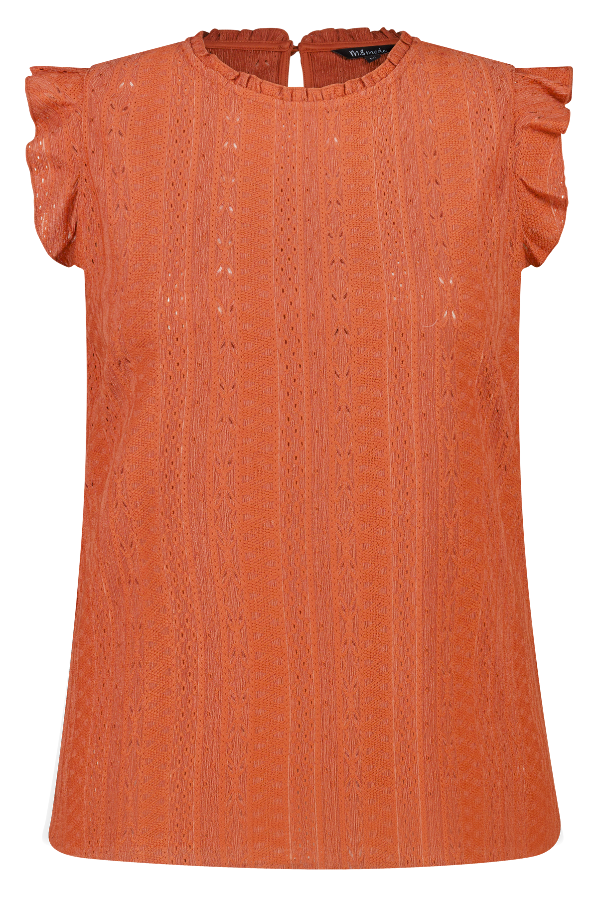Broderie top met ruffle Steen rood