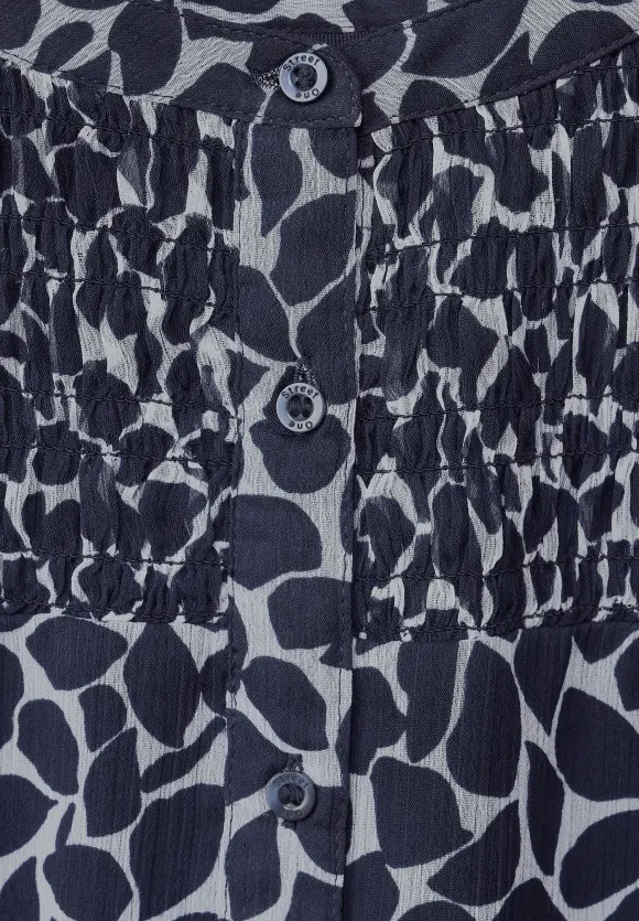 Chiffonbluse mit Print - deep blue