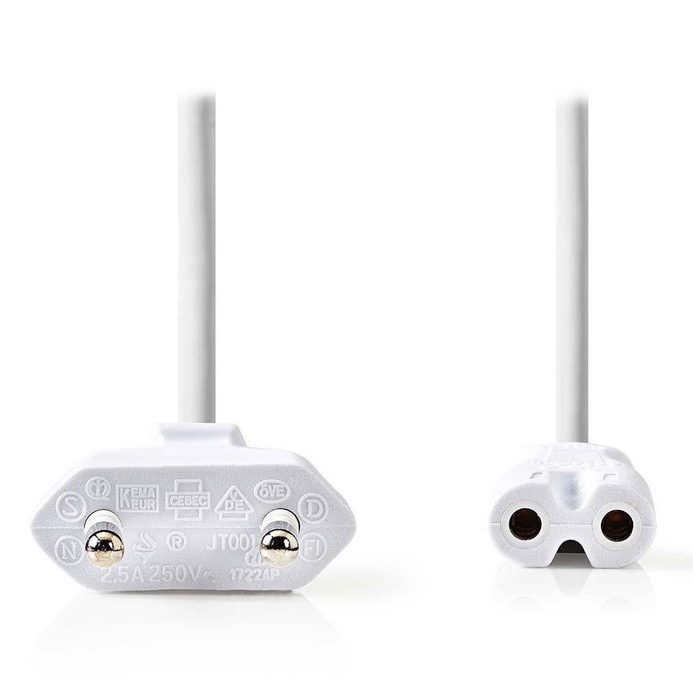 Nedis Câble d'alimentation bipolaire C7 blanc - 3 mètres