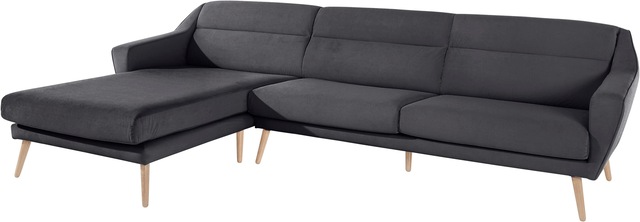 GOODproduct Ecksofa »Bille L-Form« mit Naht im Rückenkissen und Beinen aus Eichenholz