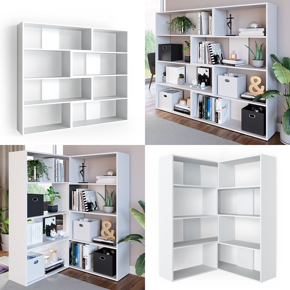 Vicco Eck-Bücherregal Laine Standregal weiß Raumteiler Eckregal Medienregal