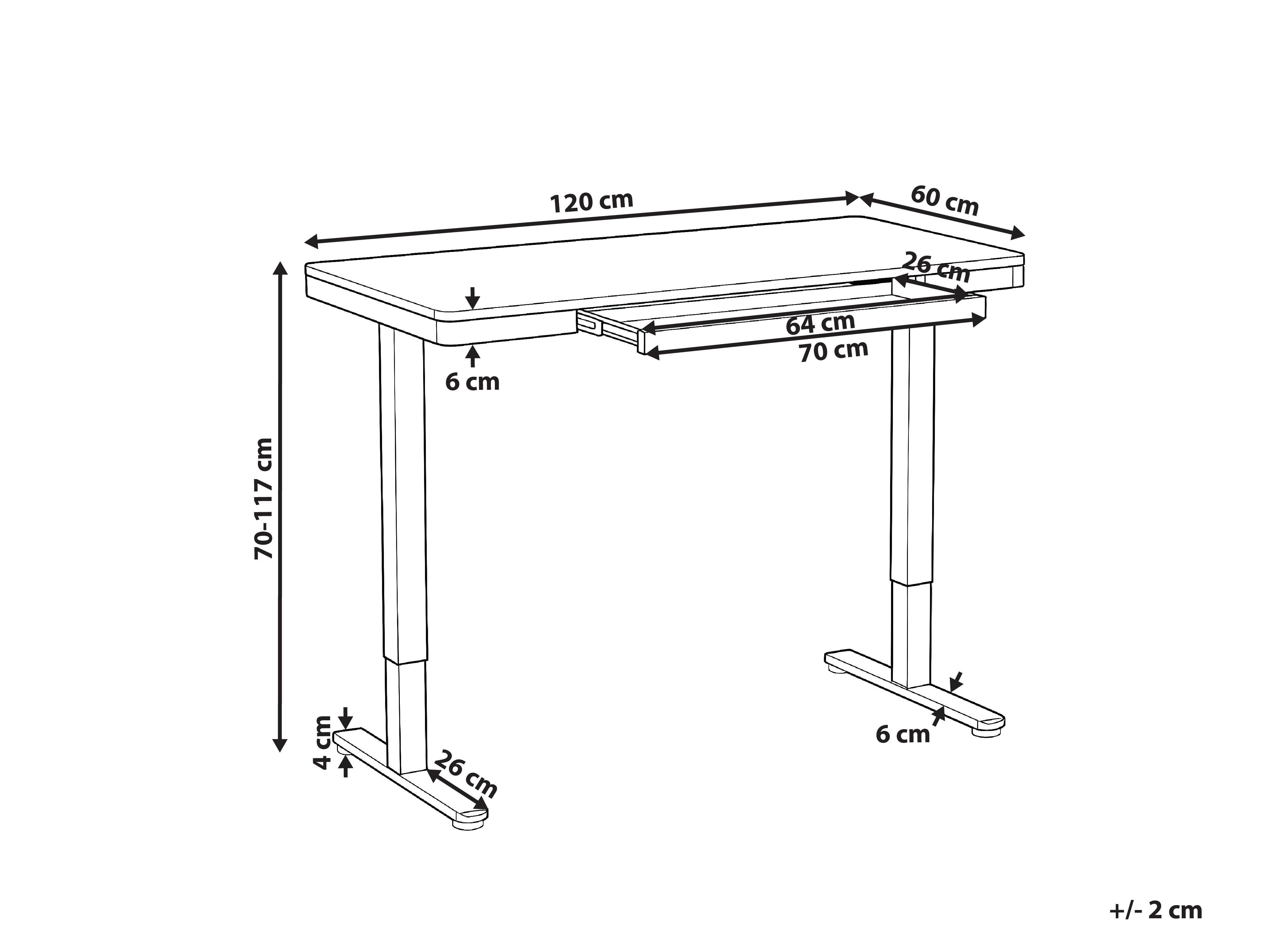 Elektrisch verstelbaar sta-bureau PENLY Zwart/lichtbruin 120 cm 60 cm met USB-poort