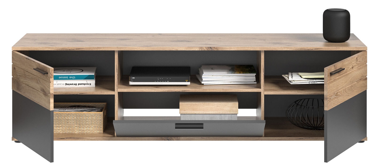Lowboard MASON 194 x 53 cm braun/ grau