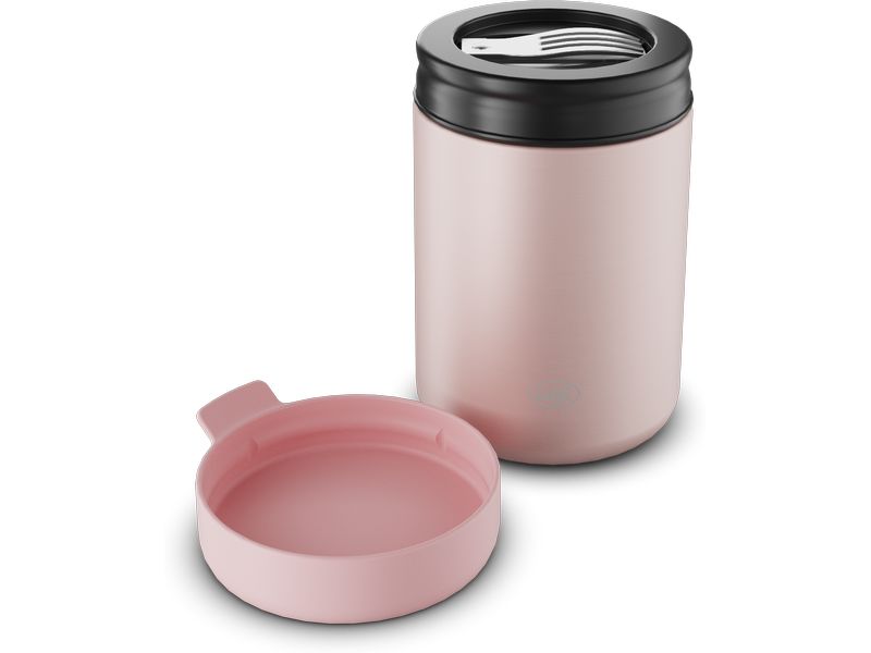 Alfi Thermo-Foodbehälter 0.35 l, Hellrosa Outdoor-Behälter aus Edelstahl mit Göffel
