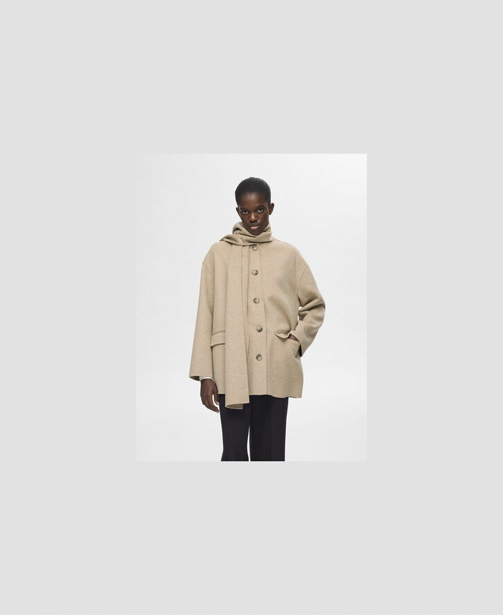 Selected Femme SLFPAM HANDMADE WOOL SCARF JACKET Sandshell