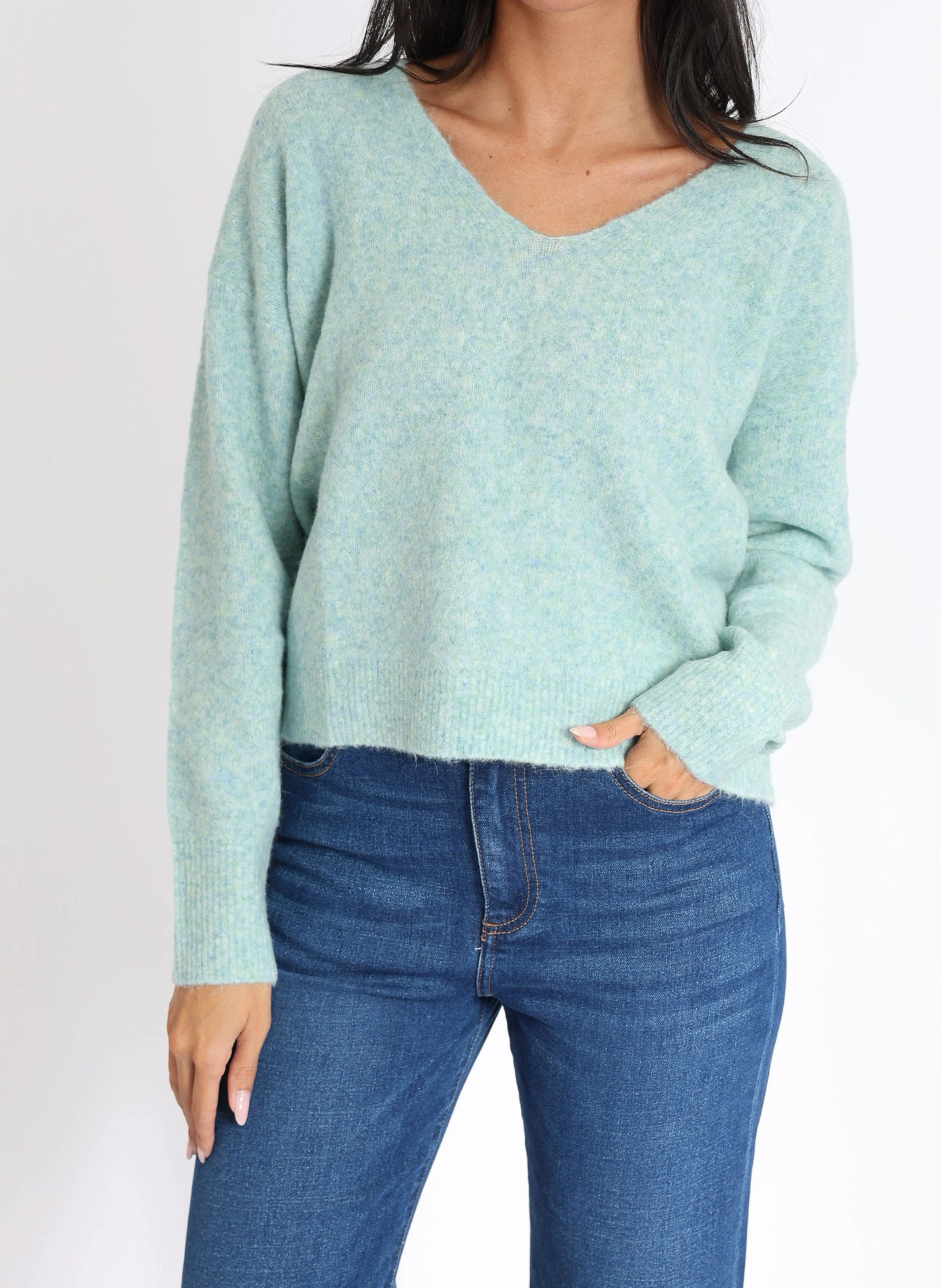 LIZA - Pull ample en laine mélangée | Vert