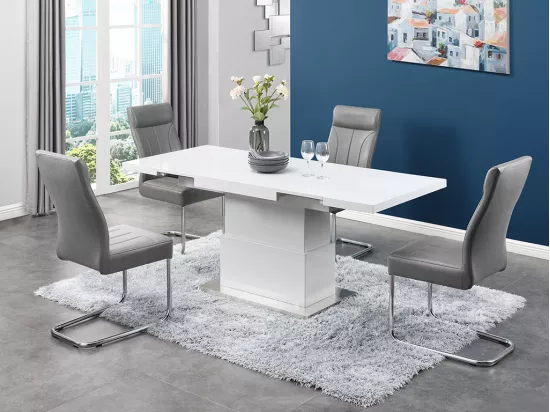 Table extensible et relevable LAURIA - 2 en 1 - MDF laqué - Blanc