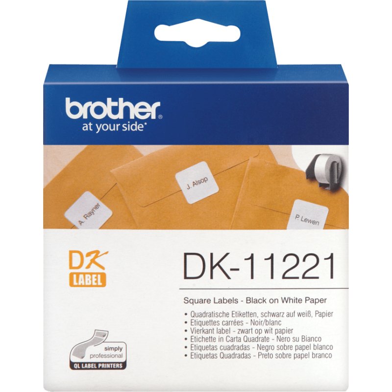 Brother DK-11221 - Rouleau d'étiquettes original – Noir sur blanc, 23 x 23 mm