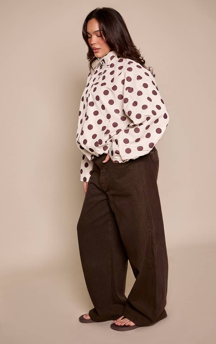 Dark Chocolate Jean Grande Taille Jambe Droite Taille Plongeante Devant