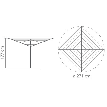Brabantia Essential Droogmolen - met Betonanker - 40 m - Metallic Grey