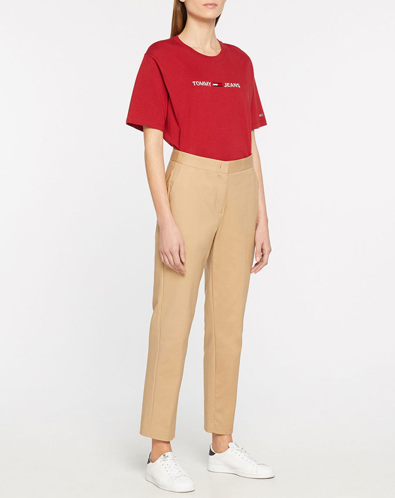 Tommy Jeans T-Shirt Crop Linear Logo rouge