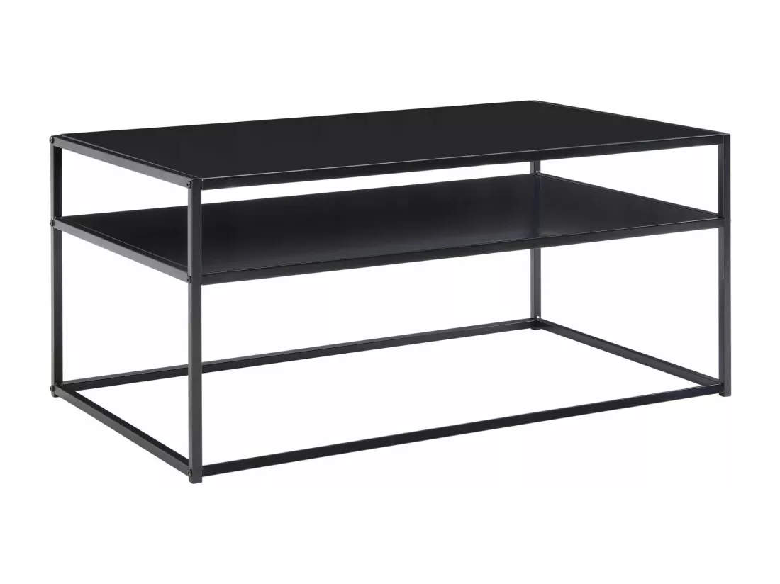 Table Basse de Salon Métal Noir 100x60x45 cm Rectangulaire Industriel | Petite Table de Canapé avec Rangement | Design Table d'appoint