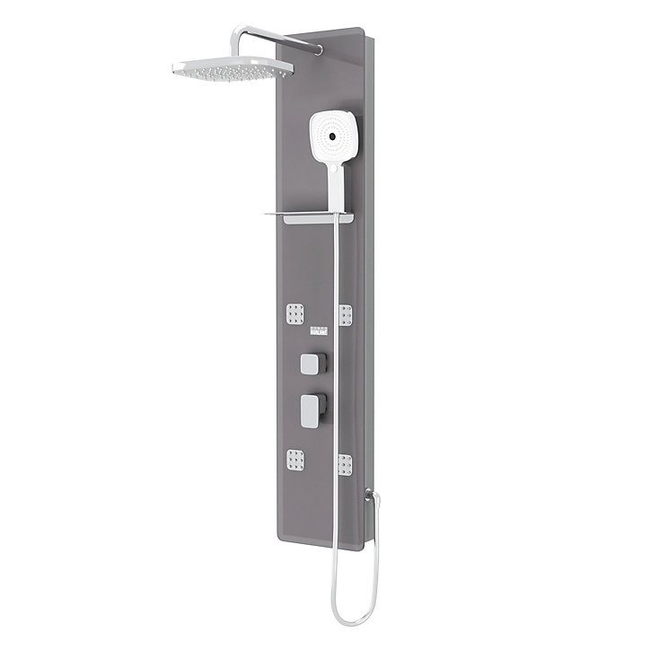 Colonne de douche hydromassante verre trempé gris et chromé Glass 2 Galedo