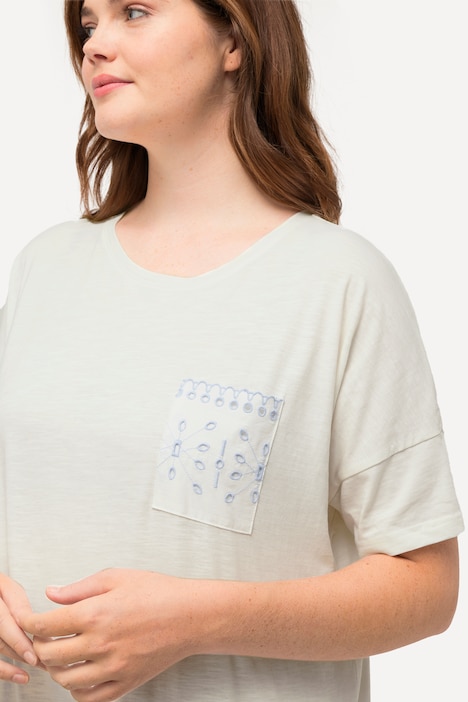 T-Shirt, Spitzentasche, Rundhals, Halbarm, Biobaumwolle
