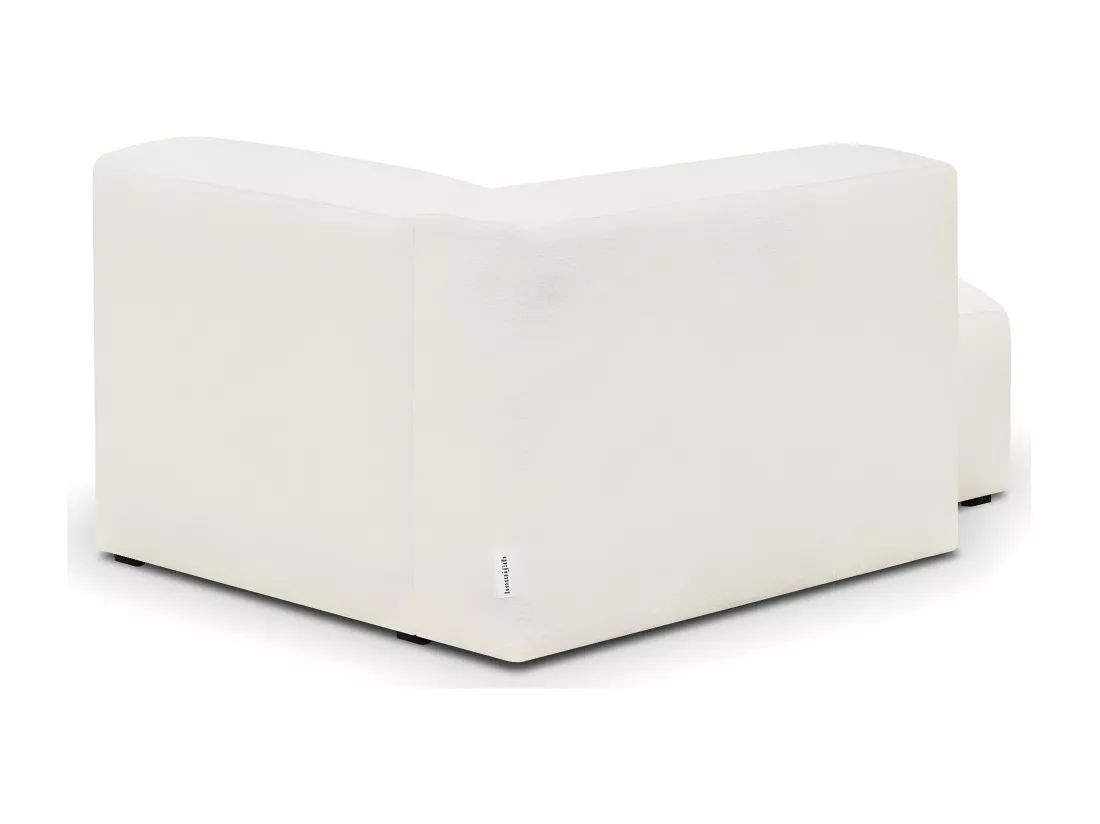 Méridienne d'angle à gauche modulable en tissu bouclette écru - Modulo