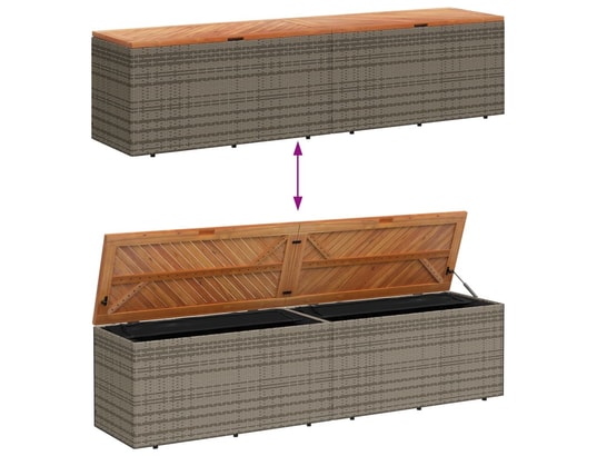 VIDAXL - Coffre Boîte de rangement de jardin gris résine tressée bois d'acac...