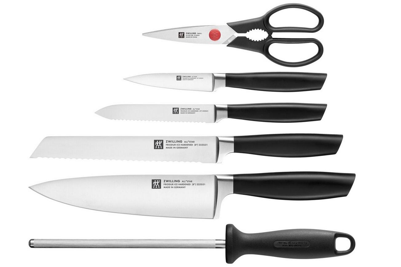 Zwilling All Star 1022596, 7-delige messenset met messenblok, zwart
