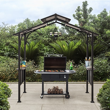 Aspe grillpavillon 244 x 153 cm - brun stålstel