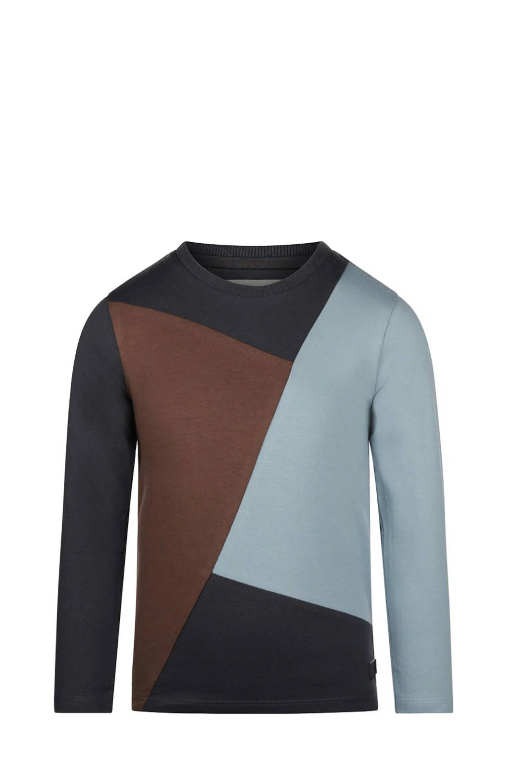 Koko Noko longsleeve donkergrijs/bruin/lichtblauw