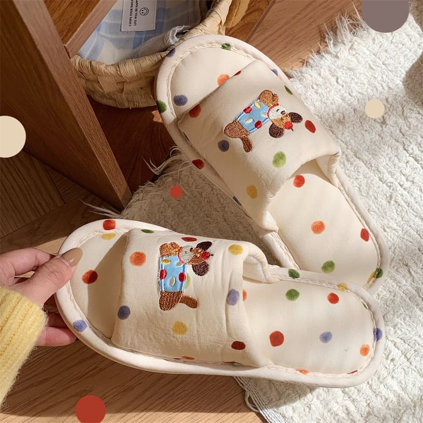 ZORI - Geborduurde pantoffels met stippen in de vorm van een hond