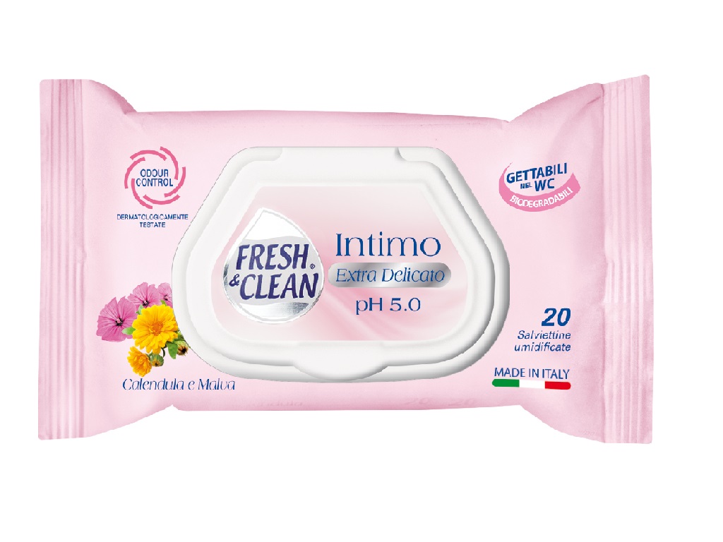 TOALHITAS ÍNTIMAS EXTRA DELICADO FLOR DE CALÊNDULA E MALVA FRESH & CLEAN 20 UN