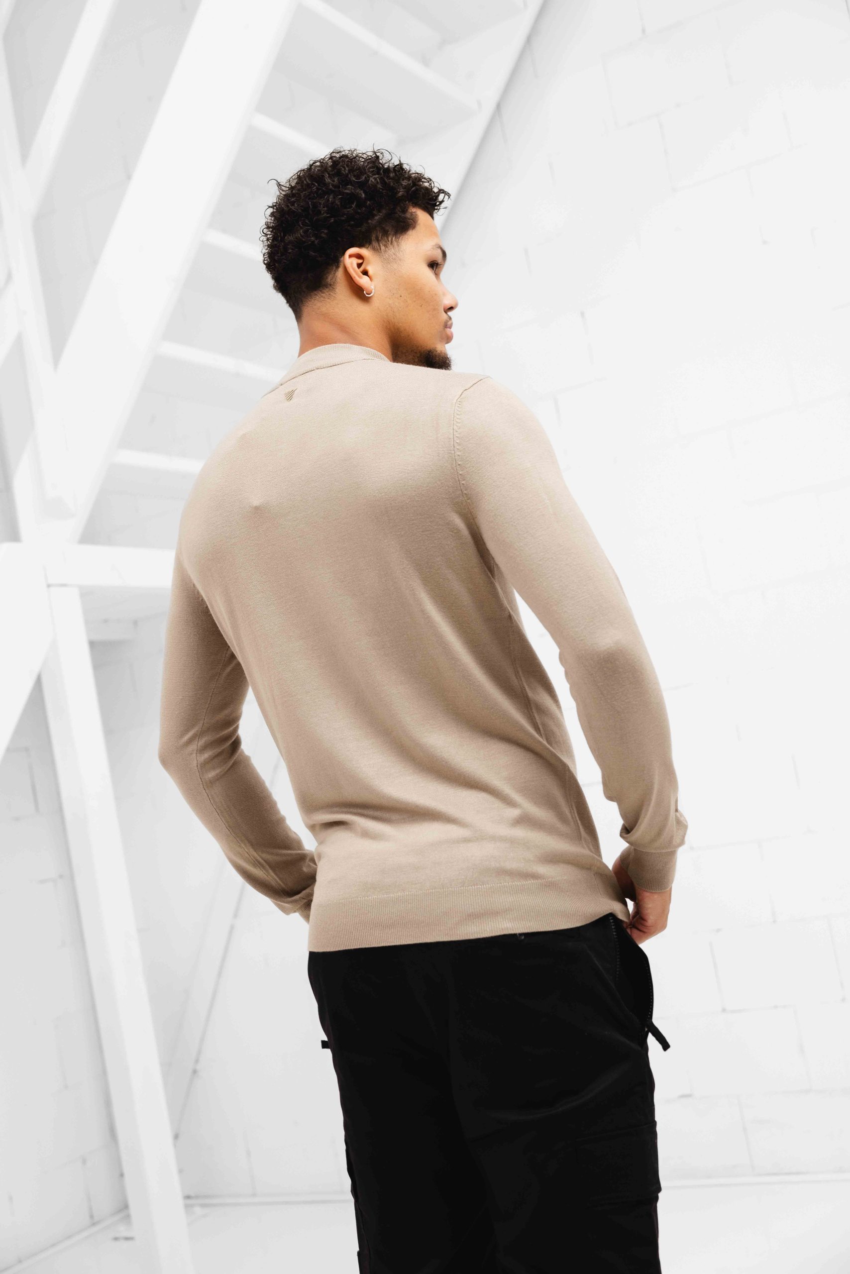 Pure Path Essential Knitwear Halfzip Sweater Heren Beige